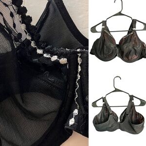 Elomi Women’s Bra 44DD Sheer Black Embroidered Detail